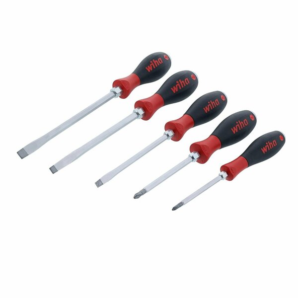 Wiha 5 Piece SoftFinish X Heavy Duty Slotted and Phillips Screwdriver Set 53095